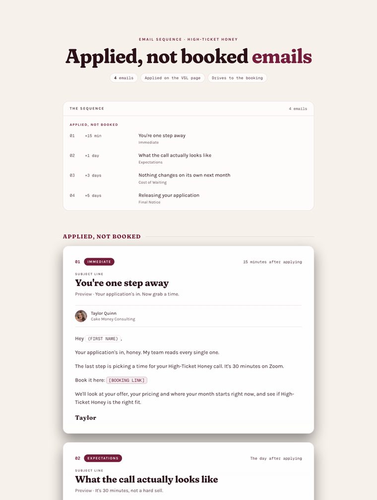 Applied, not booked preview